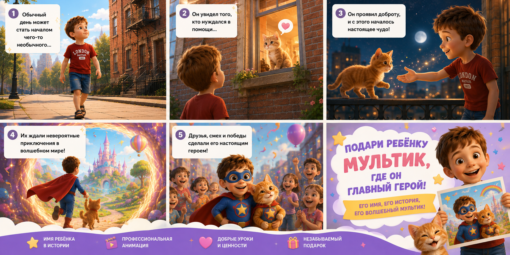 Комикс об истории ребёнка — героя мультфильма